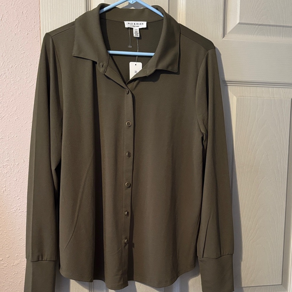 Women's Rio & Rian Olive Green Shirt NWT